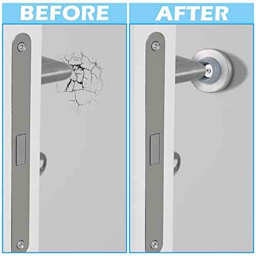 Pangda Concave Wall Door Bumper Stop Silver Stainless Steel Wall Door Bumper with 1-1/8 Inch Gray Round Rubber Protector Stops(Silver,18 Pieces)
