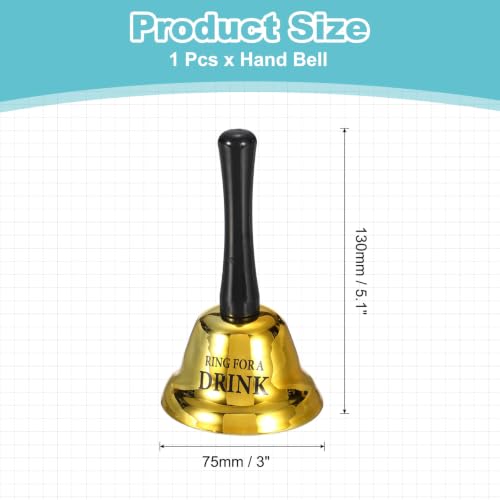 PATIKIL 3-Inch Yellow Hand Service Bell with Handle - Restaurant & Hotel Use