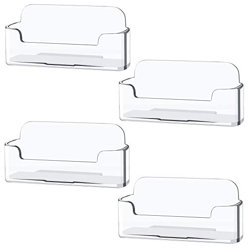 Qizpcer 4 Pack Clear Acrylic Business Card Holders Desk Display Stand