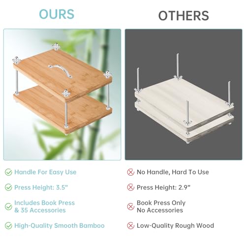 NiHome 35 PCS Book Press Binding Kit for Notebooks, Lesson Plans, Document Organization - Compact Bamboo Bookbinding Tools, Book Binding Supplies with Portable Handle for Beginners DIY