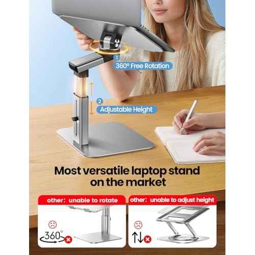 Vaydeer Portable Standing Desk Converter, All-in-One Aluminum Laptop Stand Adjustable Height 360¡Æ Rotation, Ergonomic Riser, Universal Fit for MacBook Pro and All Laptops, Sit-to-Stand Design