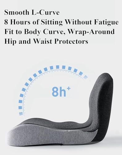Kurbetts Memory Foam Orthopedic Seat Cushion with Adjustable Strap – Ergonomic L-Shaped Car, Office & Wheelchair