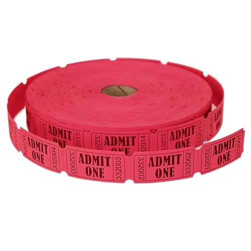 L LIKED 2000 Raffle Tickets,Single Rolls, Admit One,Consecutive Numbers Ticket for Events, Entry, Class Reward, Carnivals & Prizes- Red (1 of 4 Colors)