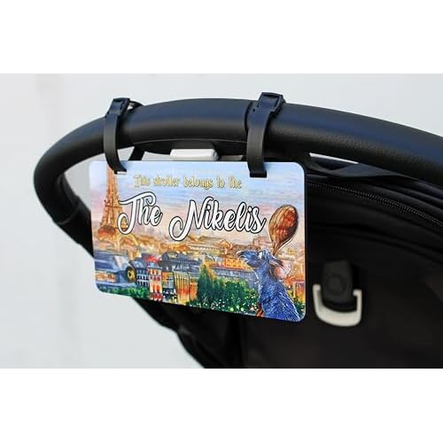 Personalized Stroller Name Tag, Mouse Ears Sign, Family Stroller License Plate Sign for Theme Parks, Amusement Park Family Sign (Style 11)