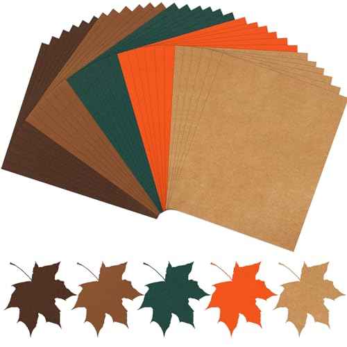 JULBEAR Autumn Cardstock, 5 Colors 180gsm 8.5x11" Fall Colorful Pastel Printer Construction Paper for Kids Scrapbook School Office Printing DIY Craft, Card Making Greeting Cards Birthdays 30 Sheets