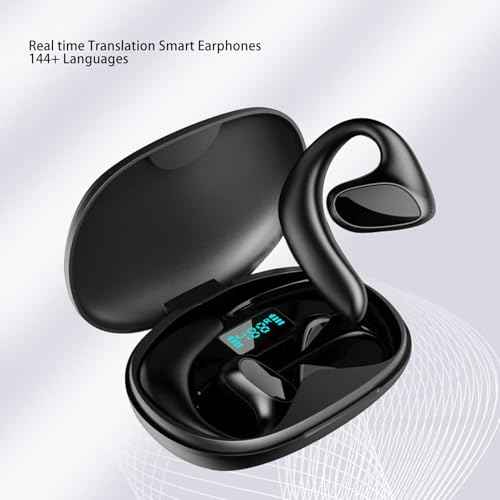 M8 Translator Earbuds, 144 Language Real Time Translator, IPX5 USB Charging Two Way Translator Device for Business Meetings Travel, Built in Speaker (Black)