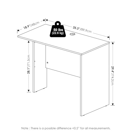 Furinno ROGER 35-Inch Desk Return - Reversible L-Shape Extension, Coastal Grey