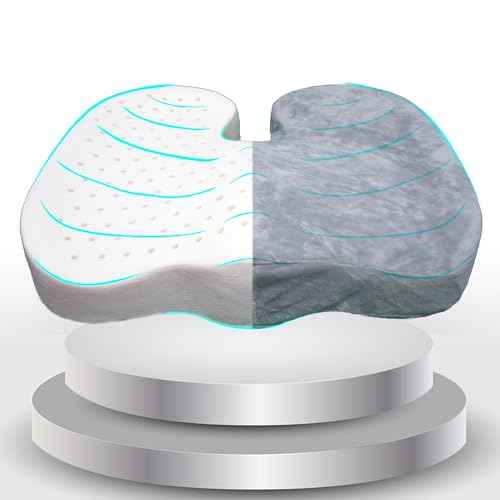 Natural Latex Seat Cushion - Soft, Bouncy and Relieves Pressure - Suitable for Office Chair, Home Chair, Car, Gaming, Wheelchair, Meditation, and Yoga (Gray)