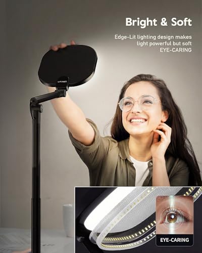 LitONES Tall LED Desk Lamp Black, Eye-Care, 50 Light Modes for Home Office