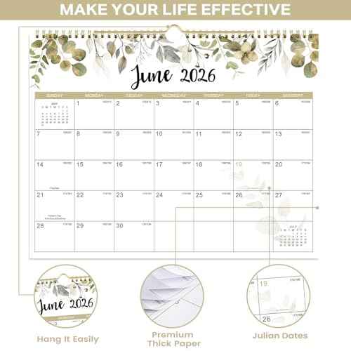 2026 Calendar - 2026 Wall Calendar 12 Month from Jan. 2026 to Dec. 2026, 14.8'' x 11.5'', 2026 Monthly Calendar with Ample Blocks for Writing, Calendar 2026