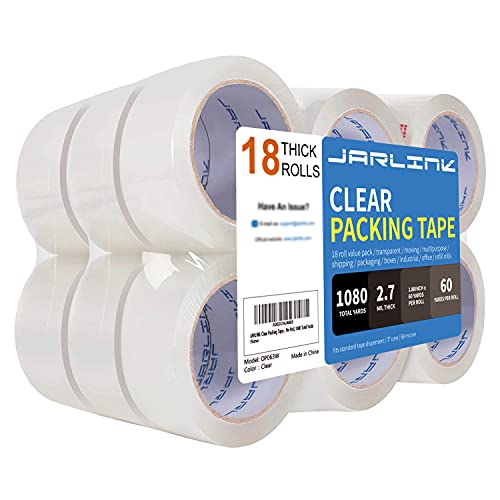 JARLINK 18 Rolls Clear Heavy Duty Packing Tape - Strong Adhesive, 60 Yards x 1.88 Inch