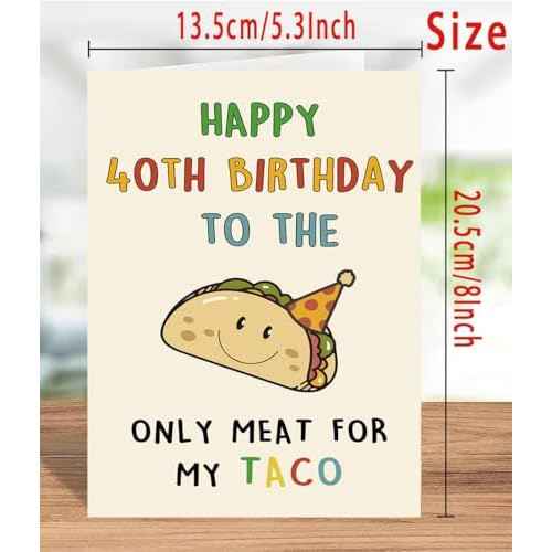 Funny 40th Birthday Gifts Men, Happy 40th Birthday Card for Husband Him, Taco 40 Years Old Mens Bday Decorations Ideas