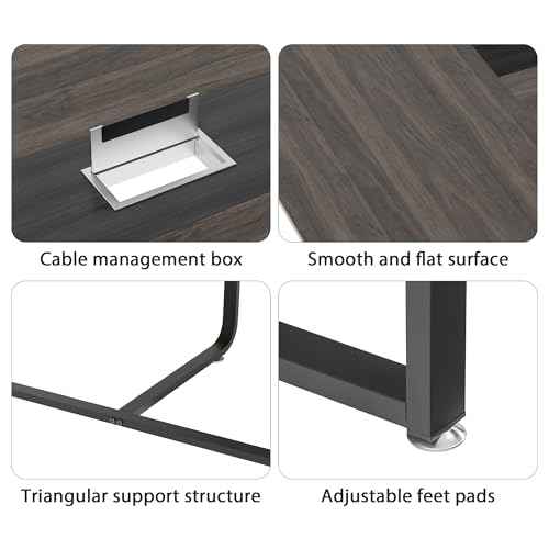 8FT Conference Table,94.4 L x 47.2 W x30.7 H Meeting Seminar Table with Grommet,Stability Enhancement,Large Conference Room Table for Office Meeting (Gray)