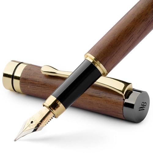 Wordsworth & Black Fountain Pen Set, Luxury Bamboo Wood - Fine Nib, Gift Case; Includes 6 Ink Cartridges, Ink Refill Converter -Journaling, Calligraphy; Drawing, Smooth Writing [Brown Wood]