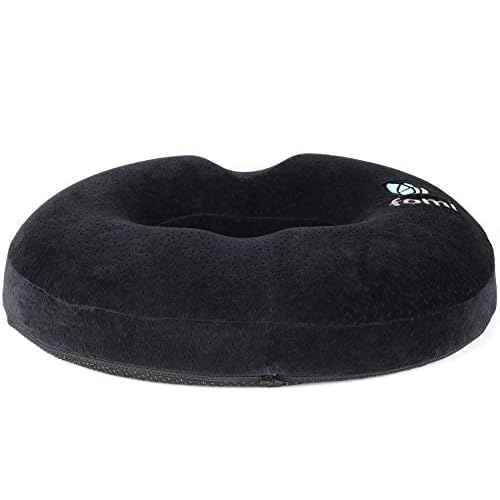 FOMI Extra Thick Donut Memory Foam Seat Cushion Care | 18" x 16" x 3.5" | Large Tailbone Pillow for Car, Truck, Office Chair, Wheelchair | Back, Bed Sores, Coccyx, Hemorrhoid, Sciatica Pain Relief