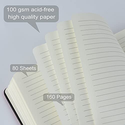 Coopay 12 Pack A5 Journal Notebooks Bulk, 160 Pages, 100GSM Thick Paper, 8.3 x 5.5 inch Hardcover Lined Leather Journals for Writing Office School Business,Bulk Notebook for Work Men Women (Black)