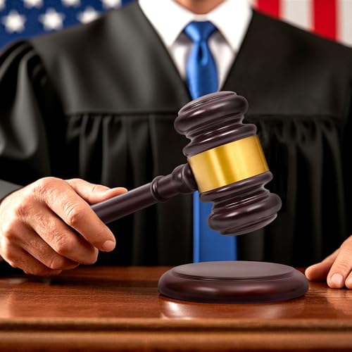 Dark Red Wooden Gavel Set with Sound Block - Large Solid Judge Gavel for Meetings & Auctions