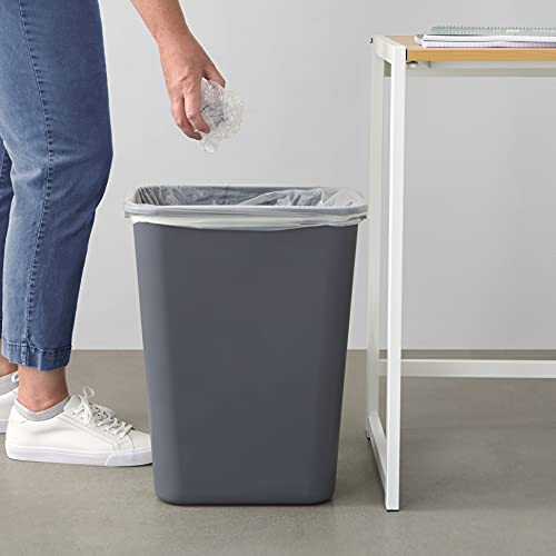 10 Gallon Commercial Office Wastebasket - Gray 2-Pack | Easy to Clean