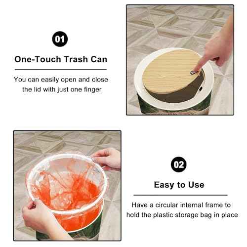 Small Trash Can with Lid for Bathroom Kitchen Office Funny Hairy Cow Highland Cattle Close up Garbage Bin Waste Basket Decorative 1.8 gallons, 14x9inch