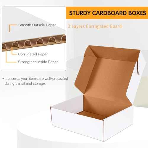12x9x4 inch Shipping Boxes Set of 20, White Corrugated Cardboard Box Literature Mailer for Mailing Packing Moving and Storage