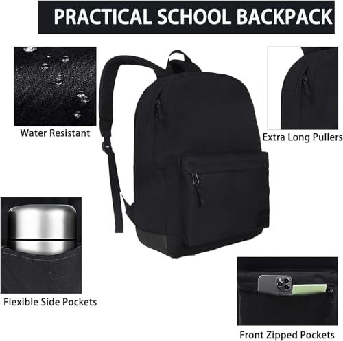 SUPACOOL 20L Black Casual Laptop Backpack for Men Women, Travel & School