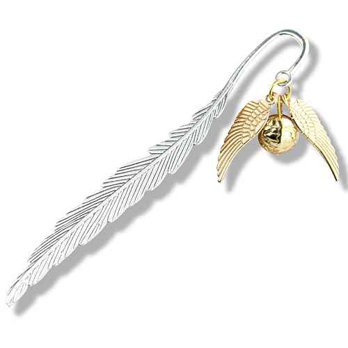 Vintage Metal Feather Bookmark with Golden Winged Charm ? Thin Unique Metal Bookmark for Book Lovers ? Reading Gifts Book Lovers, Women, Men, Teens on Christmas, Birthday, Valentine¡¯s
