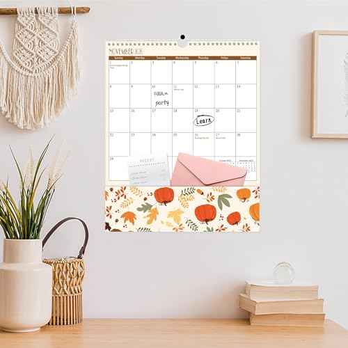 GuassLee Pocket Wall Calendar 2026, Monthly Wall Calendar with Pockets From Jan. 2026 to Dec. 2026, 12-Month Aesthetic Hanging Wall Planner for Office School Home Organizing, 11.5" x 14"