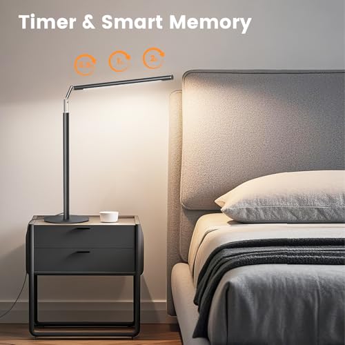 SIBRILLE Black Metal Dimmable LED Desk Lamp - 16-inch Adjustable Brightness & Color