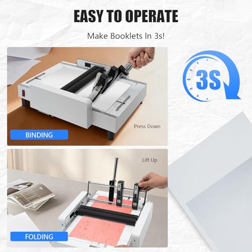 TOWIUOA A3 Paper Folding & Binding Machine - Automatic Booklet Maker with Stapler, 11.7x16.5"