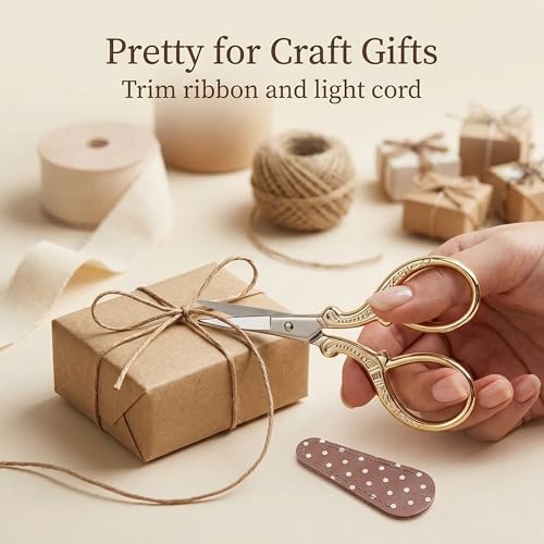 BIHRTC Vintage Crochet Scissors 3.6 Inch Gold Embroidery Handcraft Tool