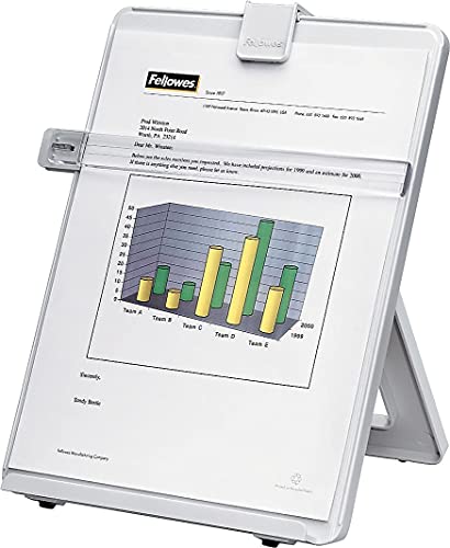 Fellowes Non-Magnetic Desktop Copyholder - Plastic, 125 Sheet Capacity, Platinum