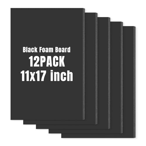 Golden State Art Foam Core Board 11x17 Black - 1/8 inch Thick, Pack of 12