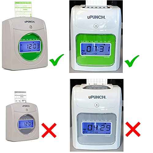 300 Time Cards for uPunch HN3000 AutoAlign Time Clock (uPTC1000-1 fits HN1000, HN1500, HN3000, HN3500, HN3540, UB1000) Non-Calculating Compatible