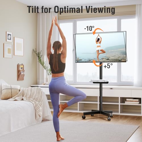 ELIVED Mobile TV Stand for 23-60" TV, VESA 400x400, Tilt, 77 Lbs Load