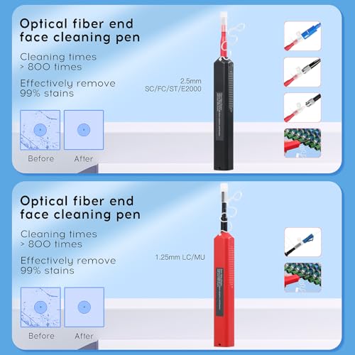 Fiber Optic Cleaning Kit with Microscope, SC/LC Pen & Replacement Cores