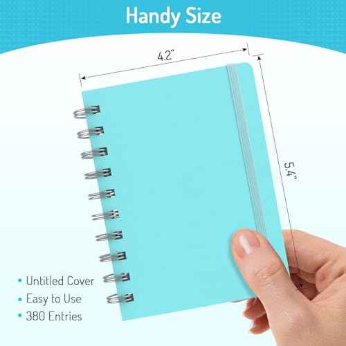 Forvencer Password Book with Individual Alphabetical Tabs, 4"x5.5" Small Password Notebook, Spiral Password Keeper, Internet Address and Password Organizer, Password Logbook for Home Office, Sky Blue