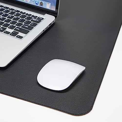 Leather Desk Pad Protector, Office Desk Mat, Large Mouse Pad,Cork Desk Mat, Laptop Desk Pad, Waterproof Desk Writing Pad for Office and Home (35in*17in, Black)