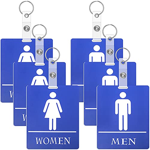 Gersoniel 6 Pcs Bathroom Hall Pass Keychains for Classroom & Office – Men & Women Styles