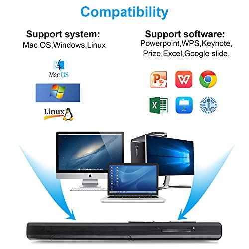Wireless Presenter Remote, Presentation Clicker with Hyperlink & Volume Remote Control PowerPoint Office Presentation Clicker for Keynote/PPT/Mac/PC/Laptop(Battery Included)