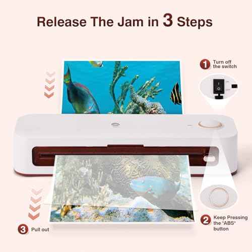 Bisofice A4 Laminator with 30 Laminating Films for A4/A5/A6, Thermal and Cold Laminating Machine with Paper Cutter, Corner Rounder and Punch, for School Office Family (White)