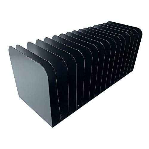 Huron Message Rack 15 Slot, Black Heavy Duty Commercial Grade Steel - Sorter Mail Organizer Countertop Folder Stand Racks for Home Office School Desk