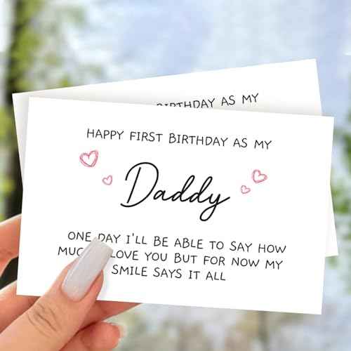 Funny 1st Daddy Birthday Card for Him, Poem New Dad Birthday Greeting Card, Happy First Birthday as A Dad Card, Cute Bday Gift from Baby Daughter Son