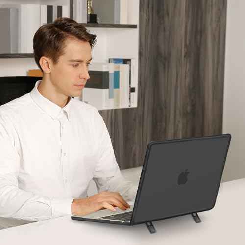 MOSISO Compatible with MacBook Air 13 inch Case 2025 2024 2023 2022 M4 A3240 M3 A3113 M2 A2681, Heavy Duty Hard Case with Kickstand&Keyboard Cover&Screen Film&Type C for MacBook Air 13.6, Black