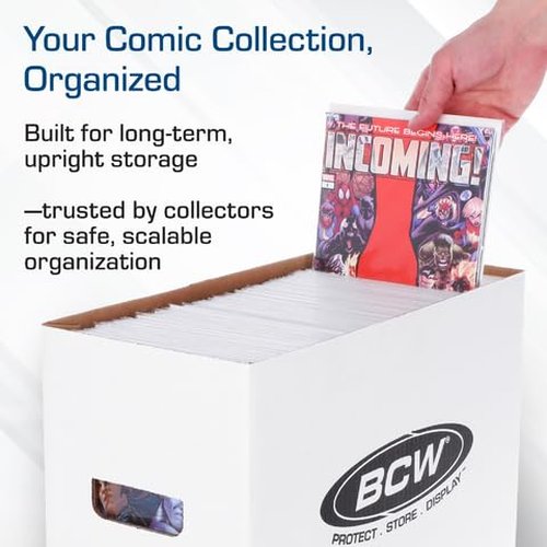BCW Short Comic Storage Box - 5 Pack | Holds 150-175 Current/Silver Age Comics | Stackable, Durable 200 lb. Strength