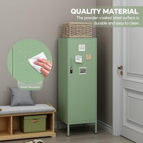 Steehoom 4-Tier Metal Locker Storage Cabinet, Lockable File Cabinet, Green 49.21" H