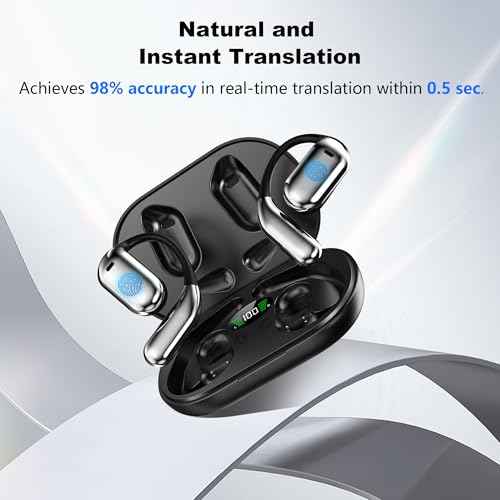 AI Translator Earbuds Real-Time 144 Languages & Accents Spanish/English Aud?fonos Traductores 80h Long Life and HiFi Sound for Travel Business Learning£¬iOS & Android Compatible