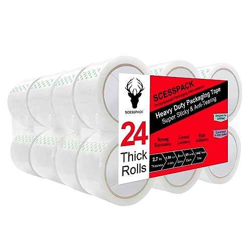 Clear Packing Tape 24 Rolls,2.7mil Heavy Duty Packaging Tape Refills for Shipping Packaging Moving Sealing, 1.88 Inch x 60 yd Per Roll,Total 1440 Yards