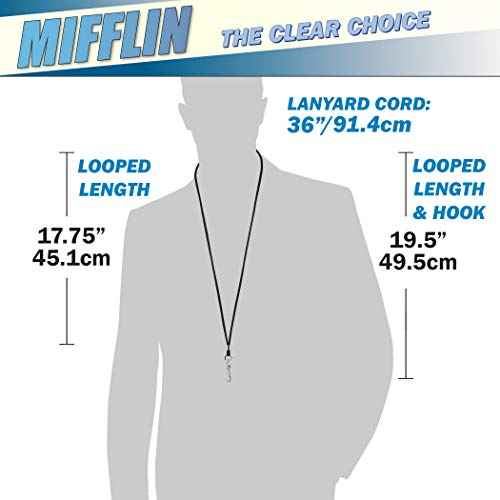 MIFFLIN Lanyard (Black, 3.5x2.25 inch, 250 Pack) with Clear Plastic Horizontal ID Badge Holder, Heavy Duty Name Pouch with Soft, Woven, Neck Lanyards