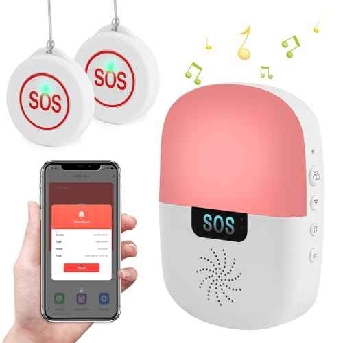 Caregiver Pager Wireless Call Button Smart WiFi Nurse Emergency Alert System 330 Feet Life Alert Button for Elderly/Patient/Disabled/Home(2.4GHz Wi-Fi Only)