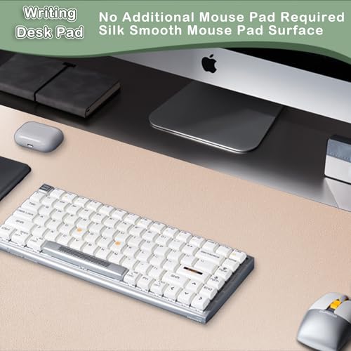 Boutilon 30x14 Inch Leather Desk Pad Protector Beige Non-Slip Waterproof Office Mat